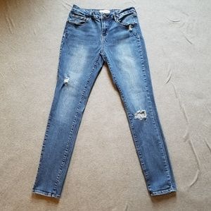 PacSun Mid-wash Mid-rise Distressed Skinny Jeans